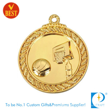 High Quality China Customized Gold Plating 3D Basketball Medal in Zinc Alloy